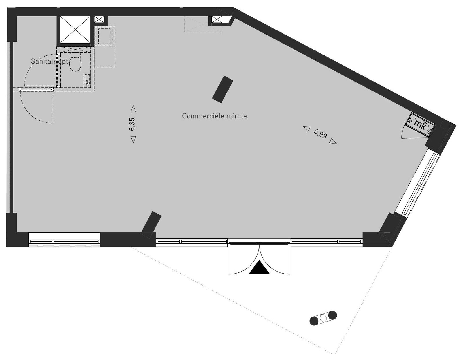 Sfeerplattegrond Commerciële ruimtes, La Licorne Oostburg